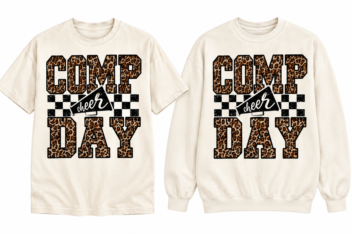 COMP DAY Cheer Tee + Crewneck 🐆📣