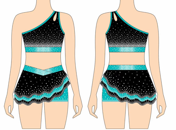 Midnight Ice Skort Set ❄️🖤🩵